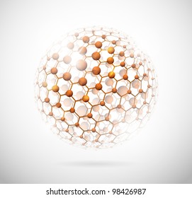 Image of the molecular structure in the form of a sphere. Eps 10