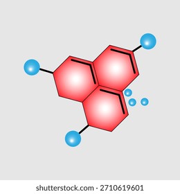 image of a molecule with an arrangement of atoms in the form of small circles connected to each other, symbolizing the concept of science and research