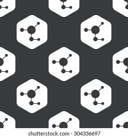 Image of molecule in hexagon, repeated on black