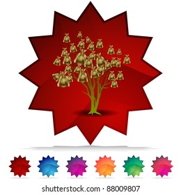 Imagen de un juego de botones de cristal de mosaico de árbol de bolsos de dinero.