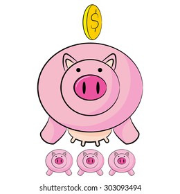 An image of money being saved into cute piggy banks.