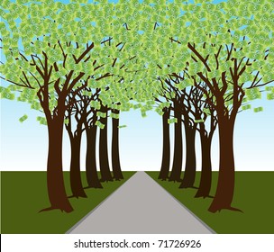 Imagen de un bosque de árboles de dinero