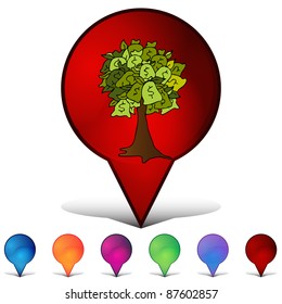Imagen de un juego de botones de cristal de mosaico de un árbol de dinero.