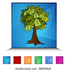 Imagen de un juego de botones de cristal de mosaico de un árbol de dinero.