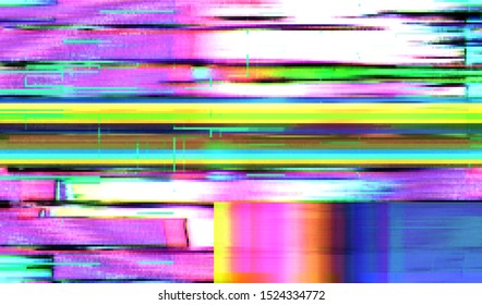 Image of the monitor screen during a hacker attack. Distorted video recording. Television broadcast distortion picture. Vector illustration.