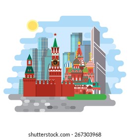 Image of Moscow. Vector flat illustration