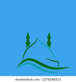 an image of a mosque logo or icon design that looks simple but is still elegant with a combination of colors