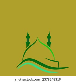 ein Bild eines Moschee-Logos oder eines Symboldesigns, das einfach aussieht, aber dennoch elegant mit einer Kombination von Farben ist