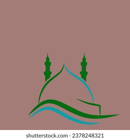 ein Bild eines Moschee-Logos oder eines Symboldesigns, das einfach aussieht, aber dennoch elegant mit einer Kombination von Farben ist