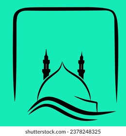 una imagen del logo de una mezquita o diseño de un icono que se ve simple pero que sigue siendo elegante con una combinación de colores