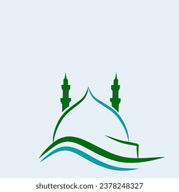 una imagen del logo de una mezquita o diseño de un icono que se ve simple pero que sigue siendo elegante con una combinación de colores