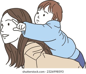 Image of mother and son (parent and child) who carry on
