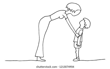 An image of a Mother Son parent conversation with child.