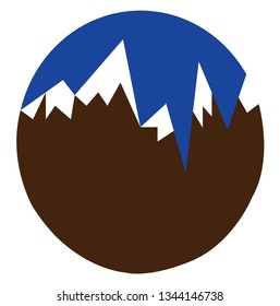 An image of mountains covered in snow and having a blue background vector color drawing or illustration