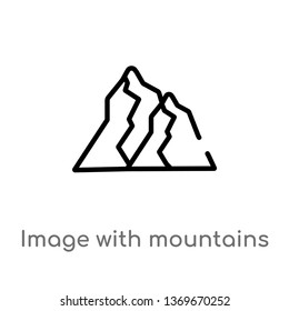 image with mountains vector line icon. Simple element illustration. image with mountains outline icon from user interface concept. Can be used for web and mobile