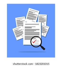 Image Of Multiple Documents And A Magnifying Glass