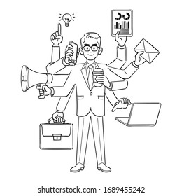 Das Bild eines Multitasking-Business-Mannes