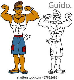 An image of a muscular man flexing his muscles.