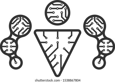 The image of a muscular man in the form of printed circuit boards

Technology cyborg