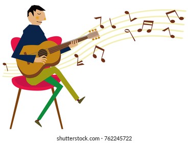 Image of music. Musician. guitar.guitarist.Music clip art.