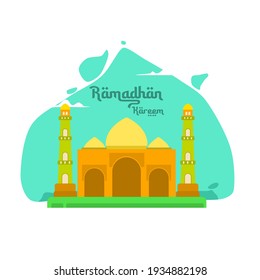 image of a Muslim mosque with a minimalist flat design for the fasting month of Ramadan which will be coming next month.