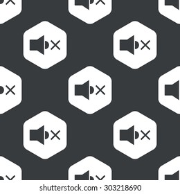 Image of muted loudspeaker in hexagon, repeated on black