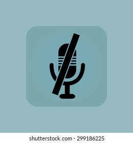 Image of muted microphone in square, on pale blue background
