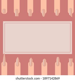 Imagen de uñas con diferentes tipos de manicura. En el centro de la imagen hay un lugar para el texto. Hermosa manicura variada hecha en color desnudo.
