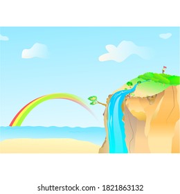 image of nature landscape with rainbow