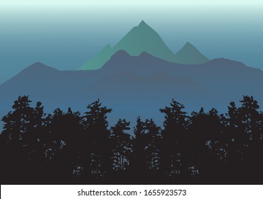 Image of Nature. Tree Silhouette. Vector Illustration. EPS10