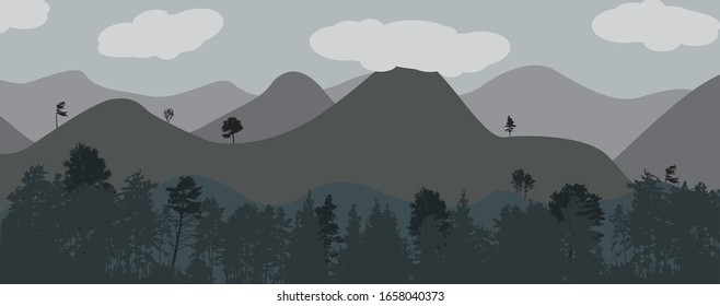 Image of Nature. Tree Silhouette. Vector Illustration. EPS10
