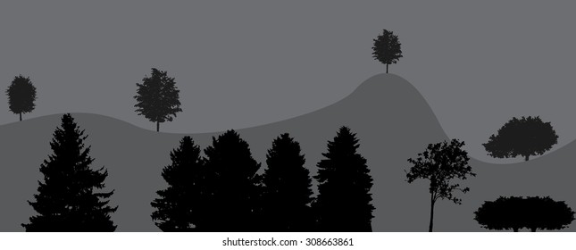 Image of Nature. Tree Silhouette. Vector Illustration. EPS10