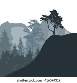 Image of Nature. Tree Silhouette. Vector Illustration. EPS10