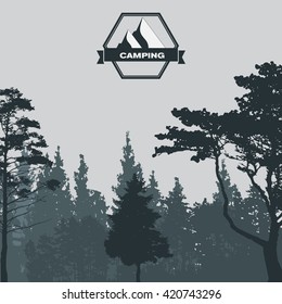 Image of Nature. Tree Silhouette. Vector Illustration. EPS10