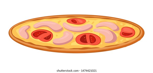 Image of a Neapolitan pizza recipe for pizza with tomatoes and sausages