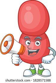 An image of neisseria gonorrhoeae cartoon design style with a megaphone. Vector illustration