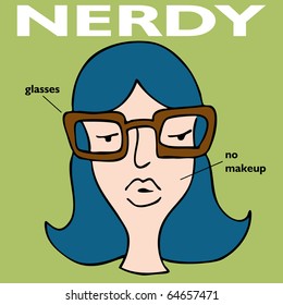 An image of a nerdy girl with glasses