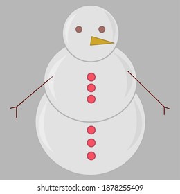 Image of a New Year's snowman isolated on a dark background. Vector illustration. Snowman icon flat style. Vector eps10.