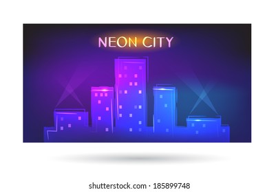 image of the night city in the neon lights