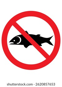 The image is a "No Fishing" sign. It shows a fish with a red diagonal line across it inside a red circle. This means fishing is not allowed in the area.