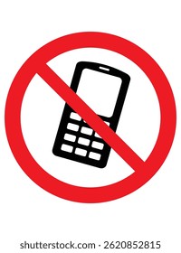 The image is a "No Mobile Phones" sign. It shows a mobile phone symbol with a red diagonal line across it inside a red circle. This means using mobile phones is not allowed in that area.