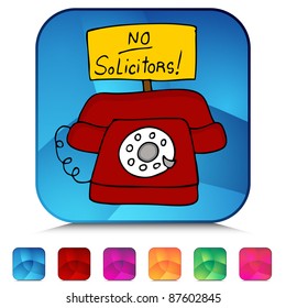 An image of a no solicitors telephone mosaic crystal button set.