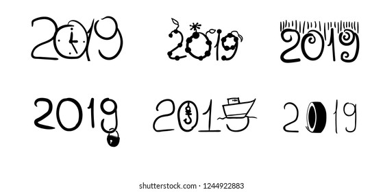 The image of the number "2019" in several variations.
