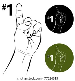 Imagen de un dibujo de la línea de gestos de mano número uno.