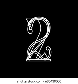 Image number vector lines on black two