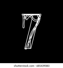 Image number vector lines on black seven