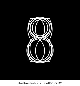 Image number vector lines on black eight