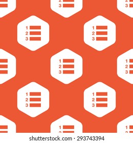 Image of numbered list in white hexagon, repeated on orange background