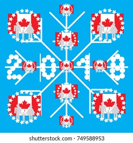 Image of numbers 2018. Retro image. Print for the designer. Gift card, badge. The avatar element for the player. A business card for the holiday. Flag of Canada.
