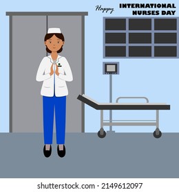 Image of nurse and medical equipment. international nurses day illustration vector